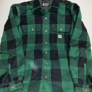 Carhartt Black and Green Checkered Shirt Jacket
